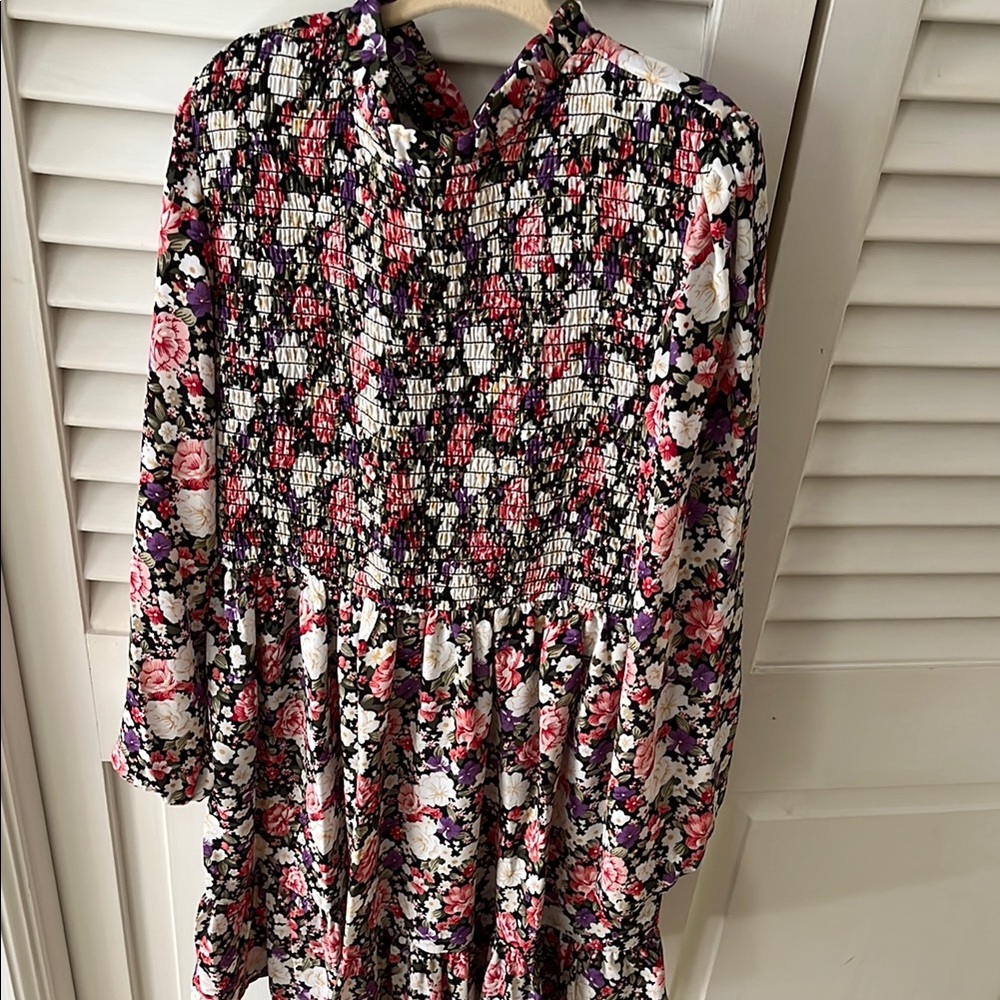 Girls Floral Dress - Black, Pink, Purple